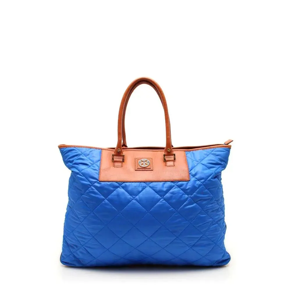 Tory Burch Large Royal Blue Quilted Tote Shoulder Bag
